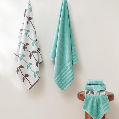 Modern Threads Organic Vines 6-Piece 100% Cotton Towel Set – Yarn Dyed Jacquard