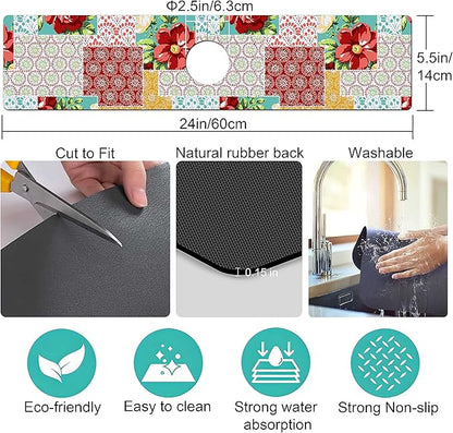 Kitchen Sink Splash Guard Faucet Mat Super Absorbent Fast Drying Mat Sink