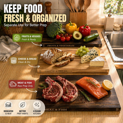 FUSAHURIY Acacia Wood Book Cutting Board Set with Stand, Wooden Cutting Boards That Look Like Books for Hands-Free Recipe Viewing, Beginner Cooking, Breakfast Prep, Family Meals & Housewarming Gift