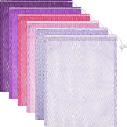 Frienda 6 Pieces Mesh Stuff Sack, 11 x 15 Inch Durable Nylon Drawstring Laundry