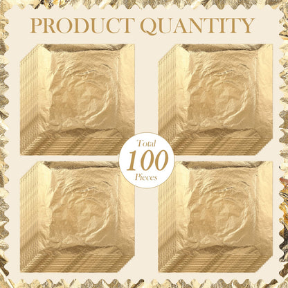 Bememo 300 Pcs Gold Leaf Sheets Imitation Gold Foil Paper Sheets for Arts, Gilding Crafting, Painting, Picture Frames, Projects, Furniture Decoration, 5.5" x 5.5"