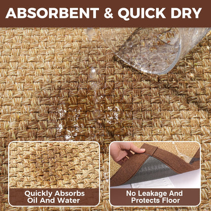 YDKGL Anti Fatigue Kitchen Rugs Mat Non Slip Washable, 0.4" Thick Soft Cushioned Absorbent Kitchen Mats for Floor, Jute-Like Woven Laundry Standing Mats Sink Mat, Easy Clean Care, Brown 17"x30"