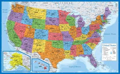 Laminated World Map & US Map Poster Set - 18" x 29" - Wall Chart Maps of the World & United States - Made in the USA - (LAMINATED, 18" x 29")
