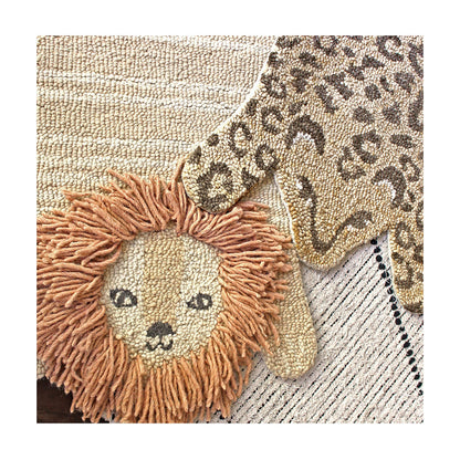 Crane Baby Leopard Shaped Nursery Rug, Handmade 100% Wool Safari Animal Rug for Baby Boy and Girl Nursery, Jungle Nursery Decor, Leopard Print Rug for Toddler Room, Kids Room, 23 x 36 Inches