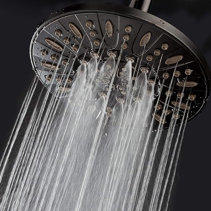 AquaDance Oil Rubbed Bronze High Pressure 6-Setting 7" Rain Shower Head – Angle Adjustable, Anti-Clog Showerhead Jets, Tool-Free Installation-USA Standard Certified-U.S. Brand – 1.8 GPM