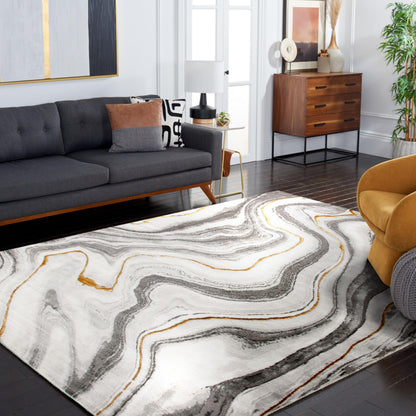 SAFAVIEH Area Rug 8x10 - Craft Collection - Large - Grey & Gold, Modern Abstract Design, Non-Shedding & Easy Cleaning, Ideal for Living Room, Bedroom, Office, Dining Space (CFT819F)