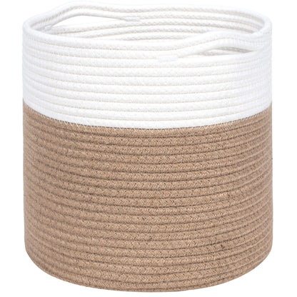 MINTWOOD Design 11 x 11 Inches Cotton Rope Basket for Flower Pot and Indoor Floor Planters, Decorative Round Woven Plant Pot Basket, Planter Covers, Small Dog Toy Storage Baskets, Jute