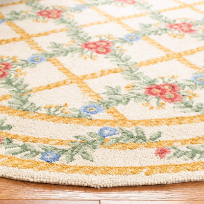 SAFAVIEH Chelsea Collection 3' Round Ivory HK62A Hand-Hooked French Country Wool Area Rug