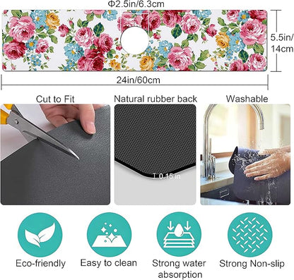 Kitchen Sink Splash Guard Faucet Mat Super Absorbent Fast Drying Mat Sink