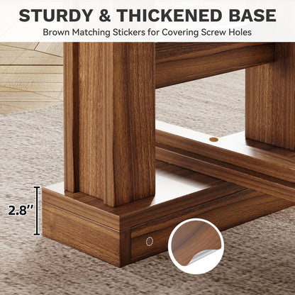 DWVO 70 Inch Computer Desk, Large Executive Office Table Workstation, Modern Farmhouse Style Laptop Wooden Sturdy Legs Writing Desk Business Furniture for Home, Dark Walnut