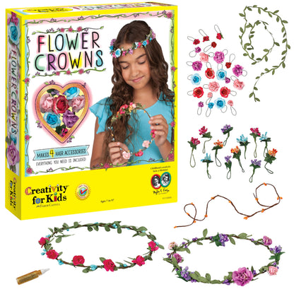 Creativity for Kids Flower Crowns Craft Kit - Create 4 Hair Accessories & Spring Crafts (Ages 7+)