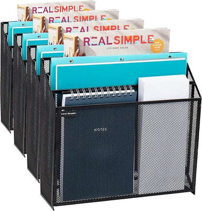Mind Reader Vertical File Storage, Desktop Organizer, Wall Mount, Metal Mesh