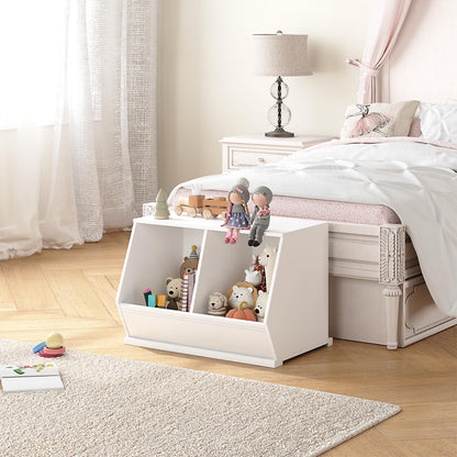 UTEX Stackable Toy Storage Cabinet, Wooden Cubby Organizer, White Shelf for Playroom, Bedroom, Living Room, Nursery, 2 Cubes