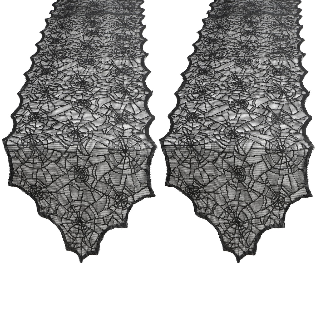 Black Lace Spider Web Table Runner - 2 Pcs, 18 X 72 Inch - Polyester Lace - Perfect for Halloween Parties & Gatherings