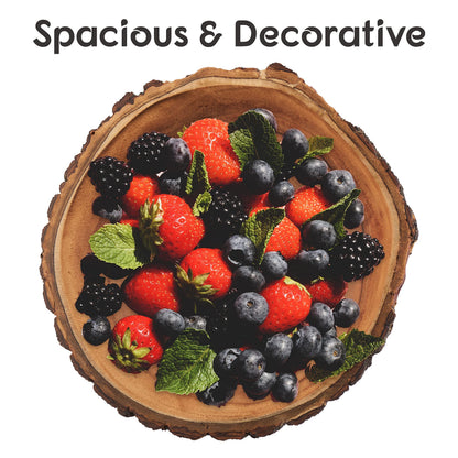 Tapeera Wood Fruit Bowl for Kitchen Counter - Large Decorative Key Tray for Entryway Table - Wooden Holder Basket for Candy and Office (10.5 Inch)