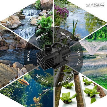 HALF OFF PONDS Submersible Water Pump, 3,000 GPH Pond Pump with 100FT Power Cord and 19FT Max Head, 192W Ultra Quiet Energy Efficient Pump for Koi Pond, Fountain, Waterfall, Water Garden, Skimmer
