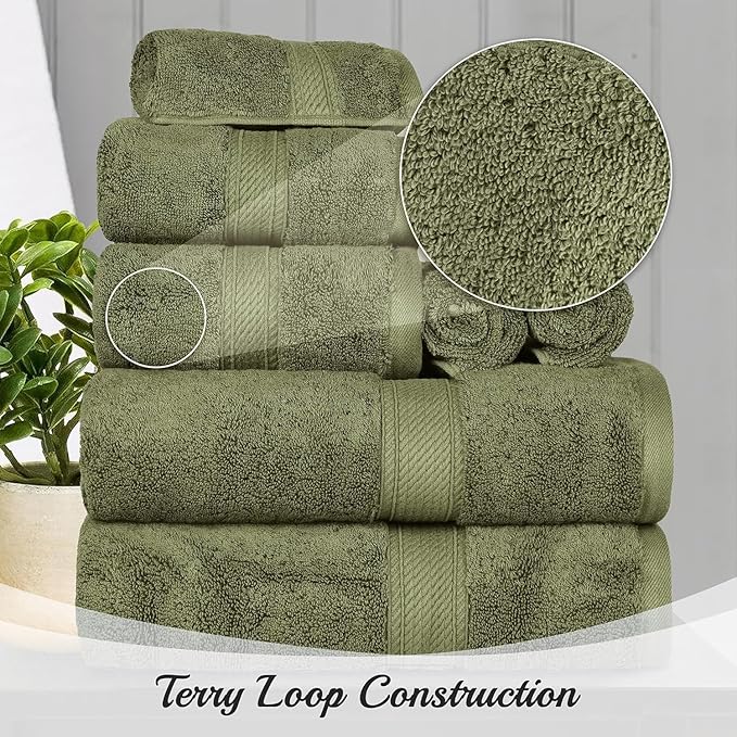 SUPERIOR Egyptian Cotton Pile 3 Piece Towel Set, Includes 1 Bath, 1 Hand