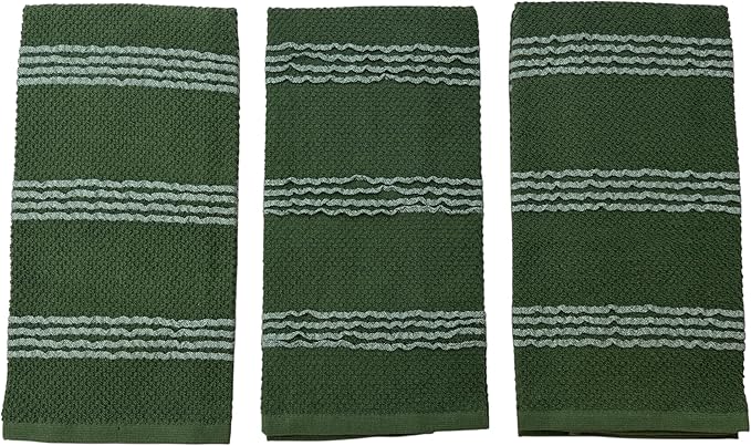 Serafina Home Dark Forest Green Kitchen Hand Dish Towels: Oversized 18" x 28"