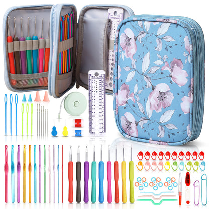 SHAXANO Crochet Hooks Kit with Case, 86-Piece, Ergonomic Crochet Needles Weave Yarn Kits DIY Hand Knitting Art Tools for Beginners and Experienced Crochet Lovers