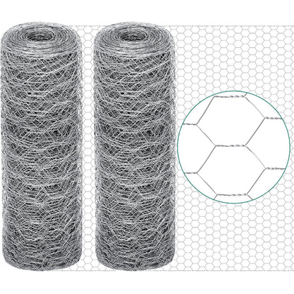 GlikCeil 12 in X 200 ft Chicken Wire Fencing Metal Floral Chicken Wire Mesh for Crafts Poultry Garden, 1 Inch Hexagonal Galvanized Hardware Cloth Netting for Poultry Coop Barrier Rabbit Cage (Silver)