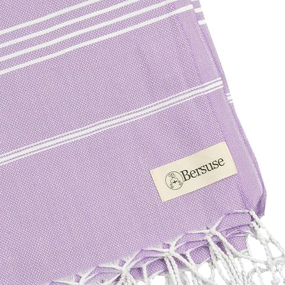 Bersuse Towels Anatolia XL Beach Blanket Throw Blanket Turkish Towel 100% Cotton Extra-Large Quick-Dry Lightweight Premium Peshtemal Towel - 61x82 Inches, Lilac (Set of 3)