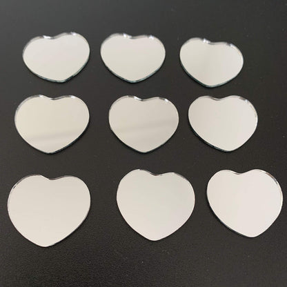 NUO RUI 1 Inch Small Heart Shape Mirror Mosaic Tile for Art Craft Projects, 100 Pcs