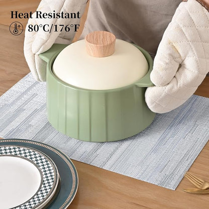 Leetaltree LightSteel Blue Placemats Set of 8 - Heat Resistant Non-Slip Place mats for Dining Table, Washable Durable PVC Vinyl Woven Table Mats（LightSteel Blue, 8）