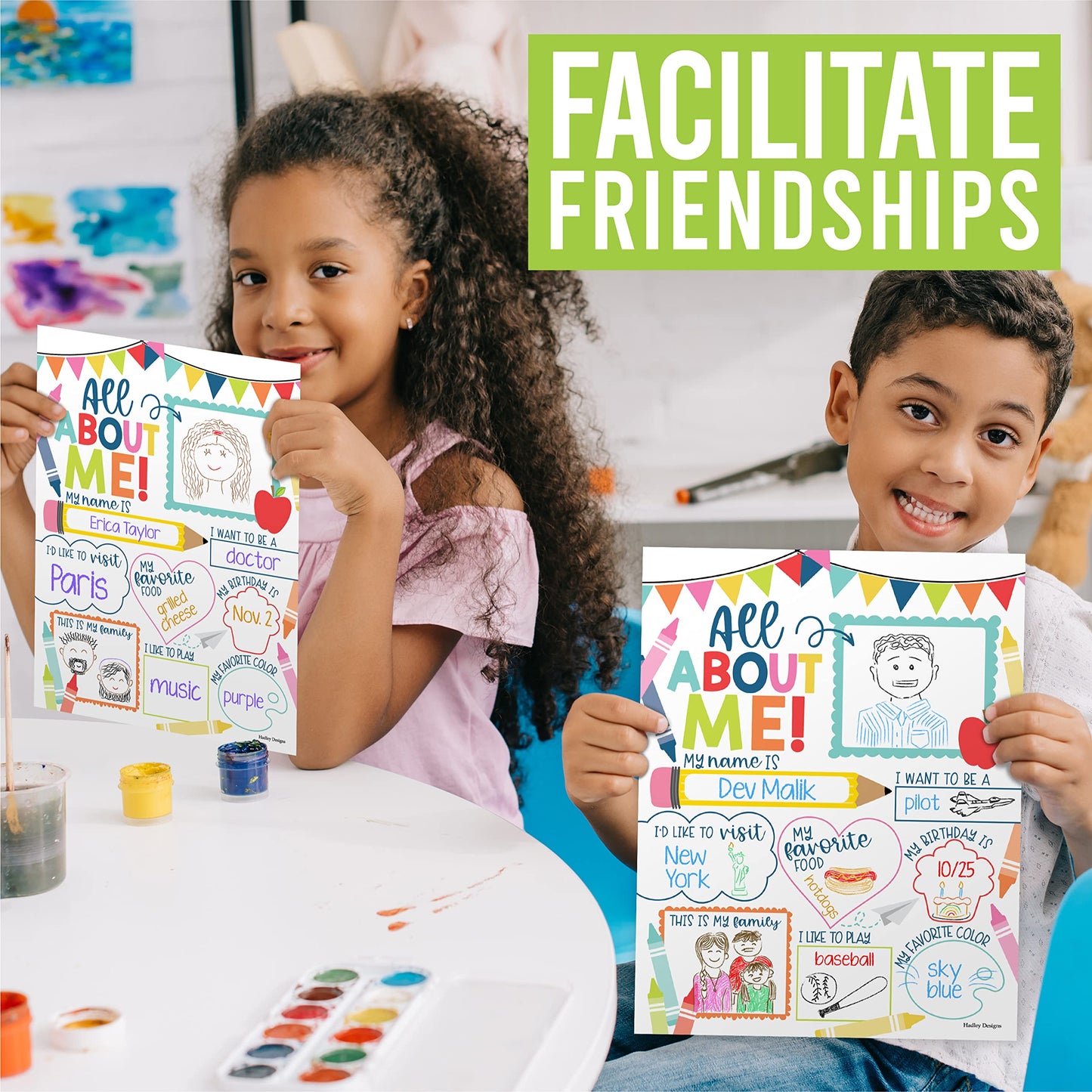 Hadley Designs All About Me Posters for Classroom Must Haves - 20 Star Student Poster, 100 Days of School Items, Star of The Week Poster Elementary Classroom Decor, End of School Year Teacher Supplies