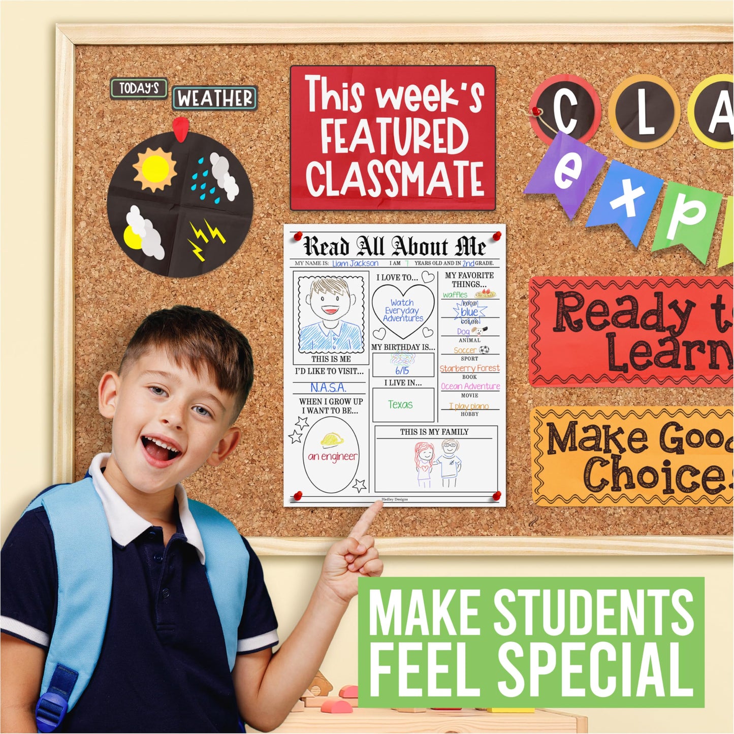 All About Me Posters for Classroom Must Haves - 20 Star Student Poster, 100 Days of School Items, Star of The Week Poster Elementary Classroom Decor, End of School Year Teacher Supplies