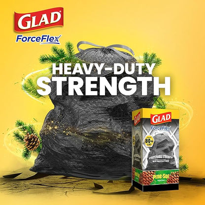 Glad Large 30 Gallon Trash Bags, Pine-Sol Heavy Duty Garbage Bags, Forceflex
