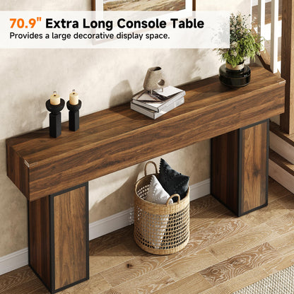 knoworld 70.9-Inch Long Console Table, Wooden Sofa Table Behind Couch Tables, Farmhouse Entryway Table Accent Table for Entrance, Hallway, Living Room, Foyer, Rustic Brown