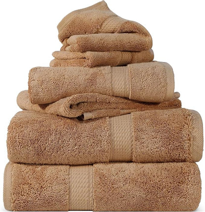 SUPERIOR Egyptian Cotton Pile 6 Piece Towel Set, Includes 2 Bath, 2 Hand