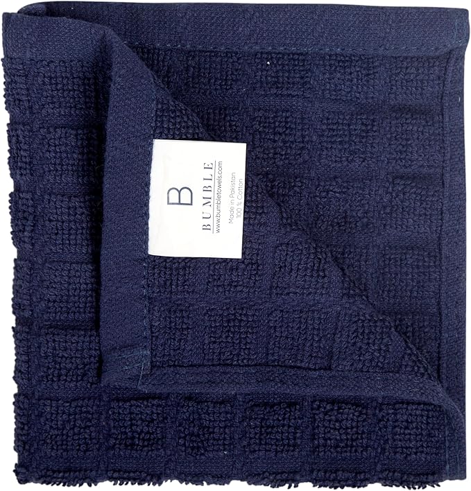 Bumble Premium Cotton Dish Cloths 12" x 12"| Navy Design | 405 GSM | Highly