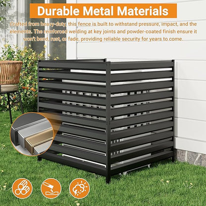 CJF Outdoor Privacy Screens, 42" H x 38" W Air Metal Conditioner Fence Panels, Pool Equipment Enclosure, Trash Can Screens Fence Kit for Outside Backyard Patio(Black/1-Panel)