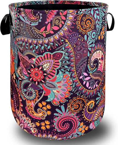 Mandala Paisley Laundry Hamper Retro Boho Colorful Laundry Basket