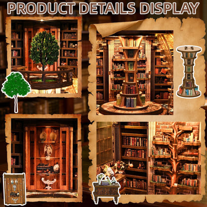 CRIOLPO Book Nook Kits for Adults - Book Nook Kit Bookshelf Decor DIY Miniature House Kit for Bookshelf - Craft Kits for Adults Booknook Model Kits Tiny House Arts and Crafts with LED Lights