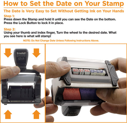 Rubber Stamp Creation - 5117 Professional 12-Message Stamp w/Dater, Self-Inking, Blue Ink Color