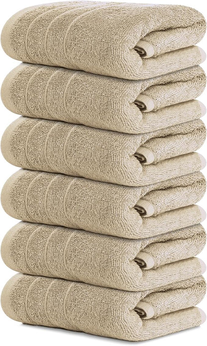Tens Towels Pack of 6 Hand Towels, 100% Cotton, Lighter Weight, Quick to Dry