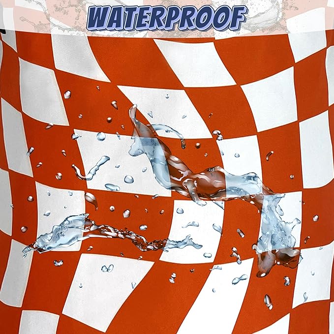 Orange Checkerboard Laundry Hamper Foldable Oxford Cloth Colorful Plaid Laundry