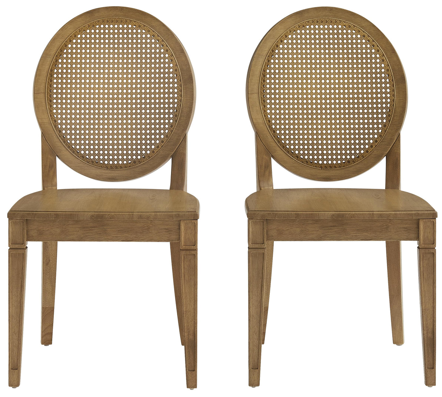 Crosley Furniture Katia Traditional Rattan Style Oval Cane-Back Dining Room Chairs Set of 2, Kitchen Chair, Driftwood