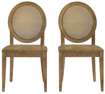 Crosley Furniture Katia Traditional Rattan Style Oval Cane-Back Dining Room Chairs Set of 2, Kitchen Chair, Driftwood