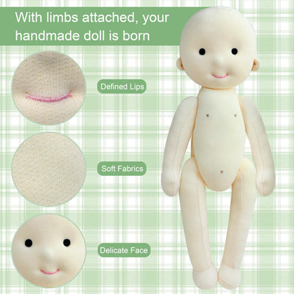 BlissfulPixie Handmade Doll Kit,Comes with 50g of Filling,A Must-Have for Handcraft Lovers,Can Freely Match and Make Your Favorite Doll,Cultivate Hands-on Skills.