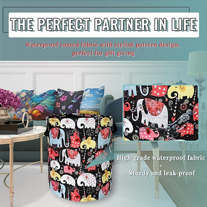 Colorful Elephant Laundry Basket Foldable