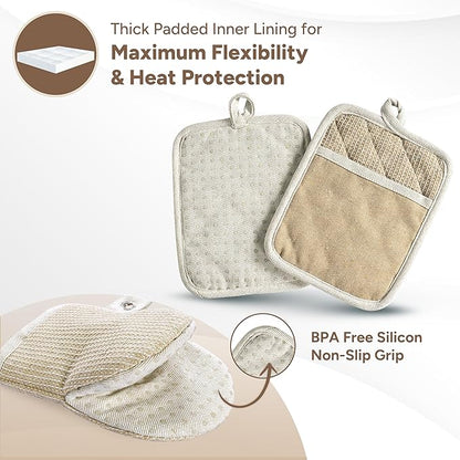 Casa Platino Pot Holders and Oven Mitts, 8-Piece – 500°F Heat Resistant Mini