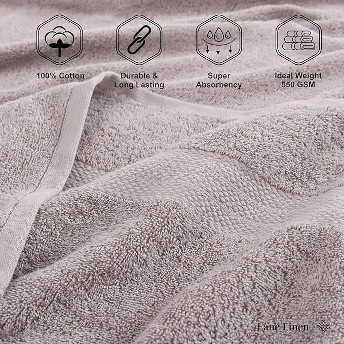 LANE LINEN 100% Mercerized Cotton Bath Sheets Set of 4