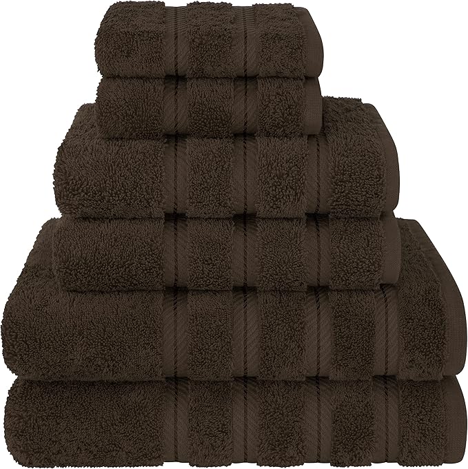 American Soft Linen Luxury 6 Piece Towel Set, 2 Bath Towels 2 Hand Towel 2