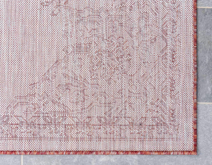 Unique Loom Outdoor Traditional Collection Area Rug - Antique (4' 1" x 6' 1" Rectangle, Rust Red/ Gray)
