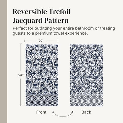 Modern Threads Trefoil Filigree 6-Piece 100% Cotton Towel Set – Reversible Yarn