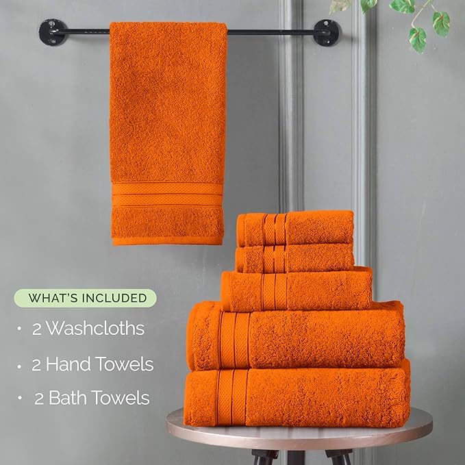 Elegant Comfort Luxury 6-Piece Towel Set, Premium Soft 100% Turkish Cotton