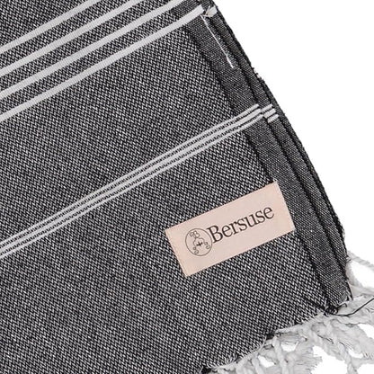 Bersuse Towels Anatolia XL Beach Blanket Throw Blanket Turkish Towel 100% Cotton Extra-Large Quick-Dry Lightweight Premium Peshtemal Towel - 61x82 Inches, Black (Set of 6)